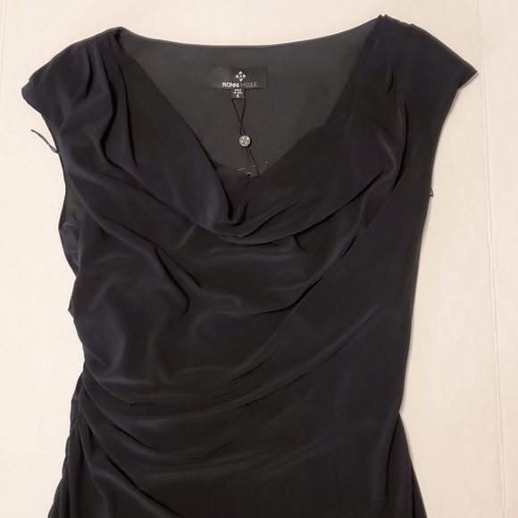 Ronni Nicole Black Drape Lined Dress Size 6 - Picture 4 of 14